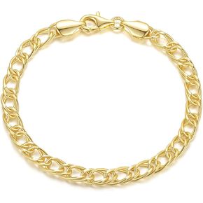 أساور إرين ماري 14K الذهبية غير المشوهة أساور الذهب الكوبية للنساء للنساء تصميم سوار السلسلة الذهبية للنساء في كل مناسبة (6.5-9 بوصة)