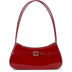 Y2k Shoulder Bag Red Patent Leather Purse For Women Small Vintage Handbag Burgundy Hobo Bags Faux Leather Underarm in Kuwait