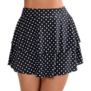 Halcurt Women's High Waisted Ruffle Swim Skirt with Shorts Tummy Control Swimsuit Bottoms