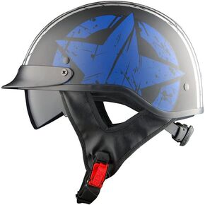 1Storm Motorcycle Half Face Helmet Mopeds Scooter Pilot with Retractable Inner Smoked Visor