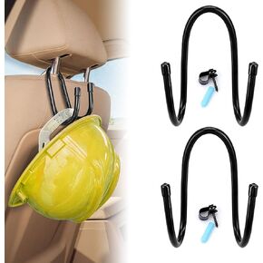 (2PCS) Upgraded Rack Holder - Flexible & Portable Hanger/Hook for Over The Car/Truck Seat or Wall Mount Display | for Hanging Hard Hat, Cowboy Caps, Coats, Vests, Fire, Safety & Motorcycle Helmets