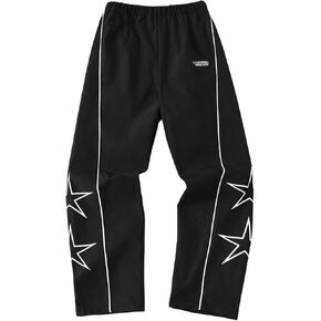 Boy's Star Letter Graphic Straight Leg Pants Y2K Elastic Waist Parachute Pants Streetwear