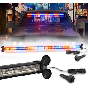 LID Advisor Lights Bar 128 LED LED LIDE الطوارئ المخاطر تحذير السلامة تحذير من الإضاءة الأمامية الخلفية الزجاج الأمامي مع وحدة تحكم رقمية لسيارة شاحنة رجال الإطفاء ، 35 بوصة ، العنبر الأبيض
