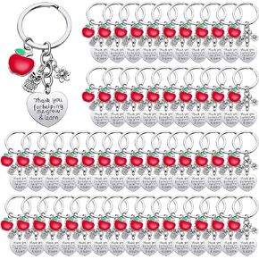 Kigeli 50 Pcs Teacher Appreciation Keychain Gifts in Bulk for Women Coworkers Christmas Valentine's Day Gift from Students(Thank)