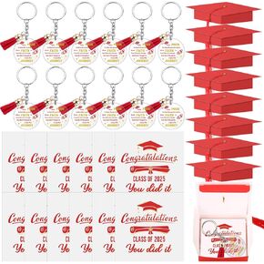 20 Sets Graduation Gift Bulk Take Pride Keychain with Tassel Class of Quote Card and Cap Box Gift for 2025 Graduate
