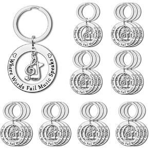Dabihu 24Pcs Music Keychain Gift for Music Lovers Inspirational Gifts for Musician Student Teacher Party Favors Keyring Encouragement Graduation Gifts for Guitar Piano Player Drummer