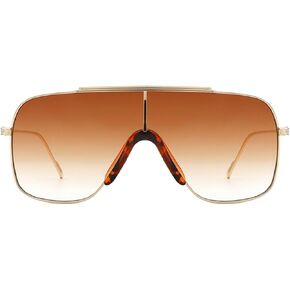 Retro Oversized Square Sunglasses for Women Men Vintage Large Metal Shield Shades Female One Piece Sunnies UV400