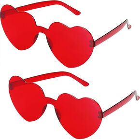 Heart Glasses Heart Shape Frameless Glasses Trendy Transparent Color Party Sunglasses