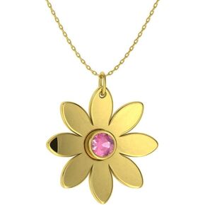 Diamondere Natural and Certified Gemstone Flower Necklace in 14k Solid Gold | 0.16 Carat Pendant with Chain