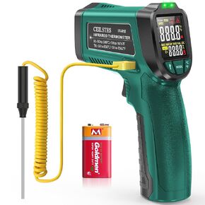 Infrared Thermometer Gun, Non-Contact Digital Laser Temperature Gun, -58°F to 1076°F, Adjustable Emissivity and Max/Min Values for Industrial, Cooking, Griddle,Engine, HVAC (Not for Human)