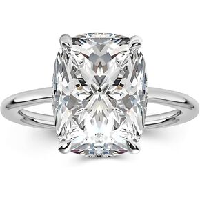 4.5CT 5A وسادة الصف المقطوع خاتم خطوبة الزركونيا للنساء ، و 18K أبيض الذهب مطلي بوعد الوعد الفضي الجنيه الاسترليني