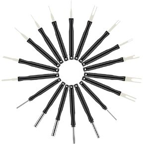 18Pcs Upgraded Terminal Removal Kit, Depinning Tool Pin Electrical Connector Pin Extractor Tool Set Auto Release Extractor Tools for Most Connector Terminal Household Devices (Black)