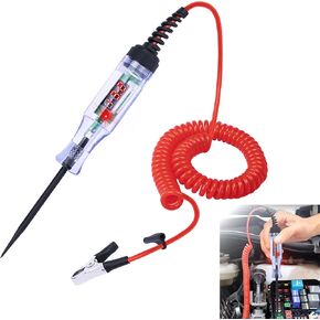 Automotive Test Light with Voltmeter, 5-90V DC Digital LED Car Fuse Tester, Auto Bidirectional Circuit Tester Automotive, Timing Light Power Tester with Extended Spring Wire & Probe for Car/RV