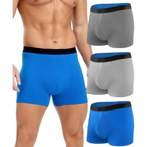 Men's Incontinence Underwear, 150 ML Absorbency Washable and Reusable Cotton Leakproof Protection Boxer Briefs 3 Pack (Multicolor, Large)