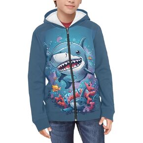 Boy Zip Up Hoodie Size 6-16 Years Old Soft Long Sleeve Sweatshirts for Teens Casual Jackets with Hood