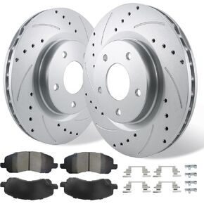 Front Brakes and Rotors 11.57" inch Fit for 2007-2017 Jeep Patriot Compass,2008-2014 Dodge Avenger, 2008-2012 Caliber, 2011-2014 Chrysler 200, 2007-2010 Sebring front brake pads and rotors