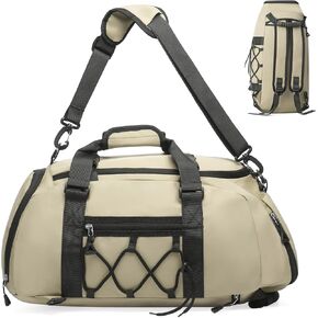 Unisex Travel Duffle Bag for Men Women, Waterproof Gym Bag with Shoe Compartment & Football Compartment, 32L Carry on Bag for Sports & Fitness, Black
