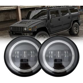 2PCS 4inch 30W LED Fog Light with White DRL Halo Angel Eyes for Hummer H2 2003 2004 2005 2006 2007 2008 2009