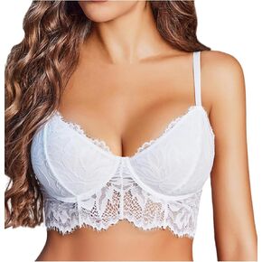 Avidlove Lace Bralettes for Women Corset Bustier Top with Underwired V Neck Camisole Lingerie Adjustable Strap Crop Top