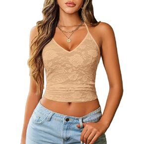 Avidlove Sexy Tops for Women Lace Camisole Y2k Halter Crop Top Slim Sleeveless Going Out Outfits 2025 Trendy
