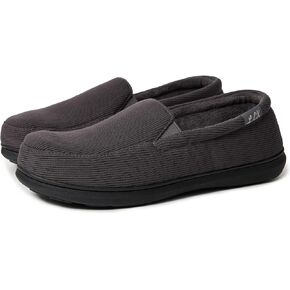 Men's Breathable Memory Foam Slipper with Non Slip Sole Comfy Loafer House Shoes Striped Knitted Upper with Coral Velvet Lining for Indoor Outdoor Slippers Grey Brown US8-13