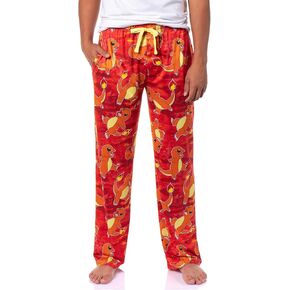 Pokemon Mens Charmander AOP Fire Type Adjustable Waistband Sleep Bottom Lounge Pajama Pants