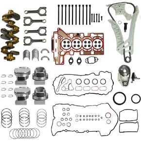 Engine Rebuild Overhaul Kit with Crankshaft,Timing Chain Kit, Connecting Rods & Pistons Kit with Bearing Set Fit for BMW N20 N26 125i 320i 328i 428i 528i X1 X3 Z4 F30 F10 F25 E89 2.0T 2.0L 2009-2018