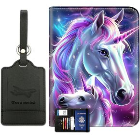 Passport Wallet, Passport Holder with RFID Blocking and Luggage Tag, Waterproof PU Leather Travel Documents Organizer Case, Passport Covers with Card Slot for Women & Men, Cute Baby Cow Sunflower