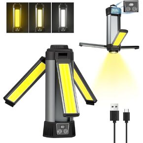فانوس التخييم مع مصباح يدوي، مصباح LED للتخييم قابل لإعادة الشحن، مصباح محمول للتخييم، فوانيس لانقطاع الطاقة، 3 درجات سطوع 2000 مللي أمبير في الساعة لخيمة الطوارئ للمشي لمسافات طويلة في الهواء الطلق وصيد الأسماك
