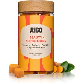 JUGO Beauty + Superfood Gummies | Biotin Collagen for Hair, Skin, and Nails | Biotin 2500 mcg & Hyaluronic Acid | 40 Count | Gelatin-Free, Non-GMO
