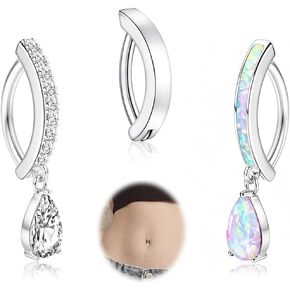 3pcs 14g حلقة زر التدوين للنساء 316L خواتم السرة الفولاذية الجراحية Zirconia Zirconia Opal جسم ثقب المجوهرات