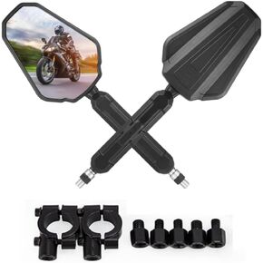 Motorcycle Mirrors, 8mm 10mm 7/8" Handlebar Motorcycle Rear View Mirrors, ATV Rear View Mirror With Adjustable Ram mount, Compatible with Scooter, ATV, Dirt Bike