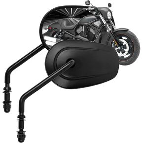 Black Tapered Motorcycle Handlebar Mirrors - Long Stem 8mm Motorcycle Rearview Side Mirrors Compatible with Harley Road King,V-ROD, Sportster, Dyna, Softail, Street Electra Road Glide 1982-2025