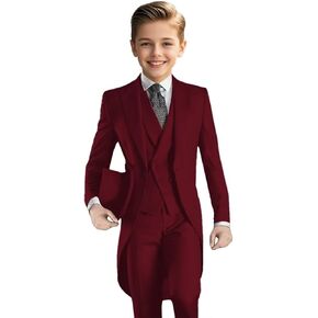 Suits for Boys 3 Pieces Formal Long Tailcoat Tuxedos for Kids Wedding Banquet Party Outfit Jacket Vest Pants Set