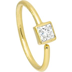20G 14K Gold Princess Cut Solitaire Diamond Nose Hoop Ring 0.02-0.12 carat Bezel Set Diamond 8mm Twist-open Nostril Ring Cartilage Hoop Tragus Ring Unisex