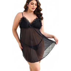 زائد حجم الملابس الداخلية للنساء الدانتيل Babydoll الشبكية ملابس النوم ، وثيب سوار سوار سوار مثيرة