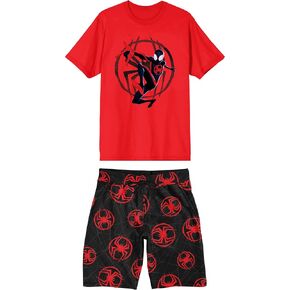 Bioworld Spider-Man Into The Spider-Verse Miles Morales Men's 2-Pair T-shirt & Lounge Shorts Sleep Set