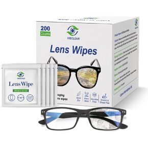 Lens Wipes for Eyeglasses, 200 Count, Extra Moist, Individually Wrapped, Safe from Scratches and Streak, Glass Wipes for Eyeglasses, Camera Lens & Electronic Screens