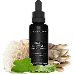 رحيق الدماغ من قبل النباتات أساسا - ملحق الدماغ nootropic للتركيز ، والوضوح العقلي والدعم المعرفي | Lion’s Mane ، Ginkgo & Gotu Kola | نباتي ، غير المعد المعد-