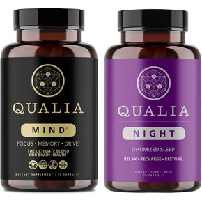 NeuroHacker Collective Qualive Caria Night & Qualia Night | ملحق nootropic premium للأداء العقلي | زيادة التركيز | دعم نوم منعش عميق | (1 أسبوع العرض)