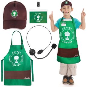 مجموعة أزياء أزياء Kyson Kids Barista Café Attendant Assume Coffee Maker For Halloween Career Day Up Up