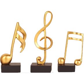 3 Pcs Modern Music Note Statues,Party Event Table Music Note Decor Place,Handmade Musical Decoration for Tv Stand Book Shelf Bathroom Music Room Decor (Black)