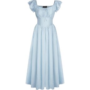 Scarlet Darkness Corset Dress Renaissance Costume Ruffled Sleeve Flowy Long Sundress