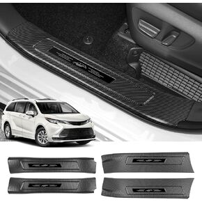 ZZEQYG 4 Pcs ABS Interior Carbon Fiber Door Sill Protector Compatible with Toyota Sienna 2021 2022 2023 2024 2025 Accessories Door Sill Guards Trim