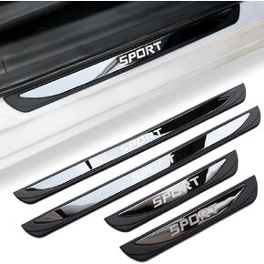 4Pcs Car Door Sill Protector Stainless Steel Door Sill Scuff Plate Car Door Threshold Protection Accessories Anti-Scratch Door Entry Guard Protector Trim Universal for Car Truck SUV Black