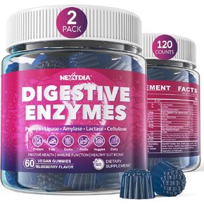 Digestive Enzymes for Women & Men Gummies w/ Probiotics, Papaya, Bromelain, Ginger - Bloating Relief & Gut Health Chewable Supplement Digest Proteins Dairy Carbs Veggies Fats, Sugar Free Vegan, 120Cts