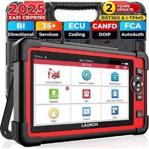 LAUNCH X431 CRP919E Elite OBD2 Scanner, 2025 Bidirectional Scan Tool as CRP919EBT, CANFD & DoIP, ECU Coding, 35+ Service, Active Tests, All System Diagnosis, FCA Autoauth, BST360 & TPMS, 2 Year Update