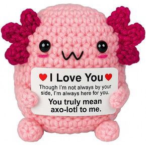 Positive Crochet Animals Axolotl Gifts, I Love You Gifts for Daughter Girlfriend, Long Distance Relationship Birthday Presents for Best Friend Bestie Sister