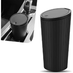 1 PC Car Central Control Cup Holder Trash Can, 3.34" x 6.41" Large Capacity Cup-Shaped Push-Opening Cover Armrest Storage Box, Modified Accessories, Suitable for Most Models (Black)