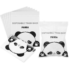 Disposable Car Trash Bags 100 Pack Car Garbage Bag Self Adhesive Vomit Bags Panda Pattern Trash Bag Automobiles for Cars Kitchens Bedrooms Offices During Travel and Camping (Style A)